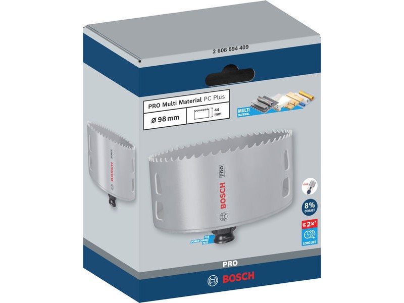 Žaga za izrezovanje lukenj PRO Multi Material PC Plus, 98mm, 2608594409
